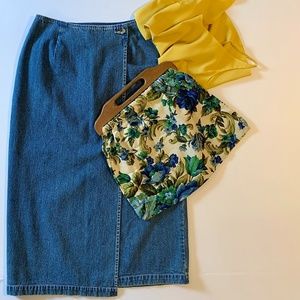 Vintage Eddie Bauer Wrap Jean Skirt Sz 6P